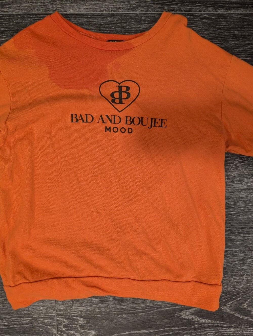 Fashion Nova Orange 'Bad and Boujee Mood' Sweatshirt